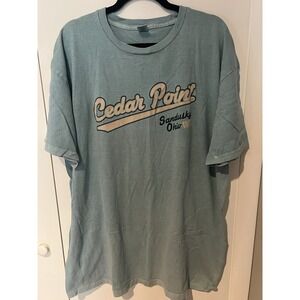 Cedar Point Sandusky Ohio Unisex Size XXL Retro Look Heathered‎ Aqua Blue
